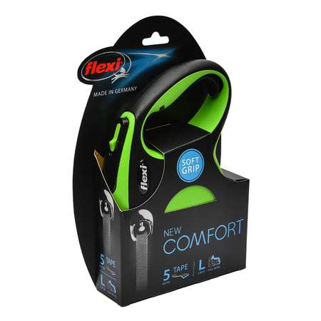 Рулетка Flexi New Comfort L лента 5м до 60кг Черный-Зеленый