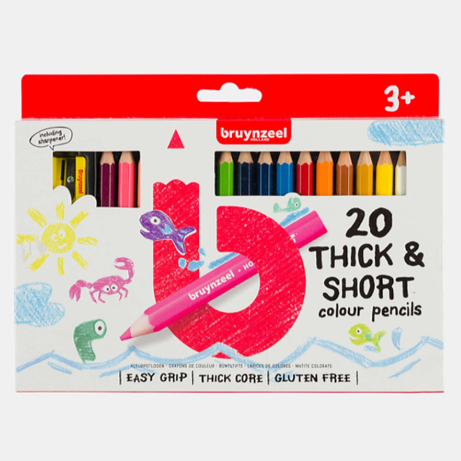 Набор цветных карандашей BRUYNZEEL Kids 20 цветов и точилка в картонной упаковке - фото 1