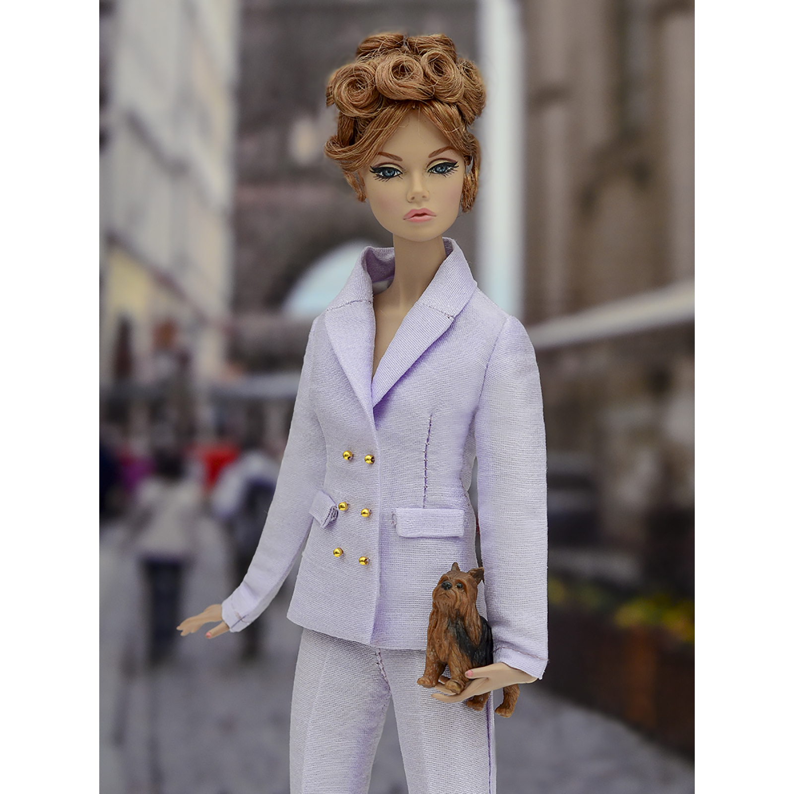 Шелковый брючный костюм Эленприв Фиолетовый для куклы 29 см типа Барби FA-011-11 - фото 3