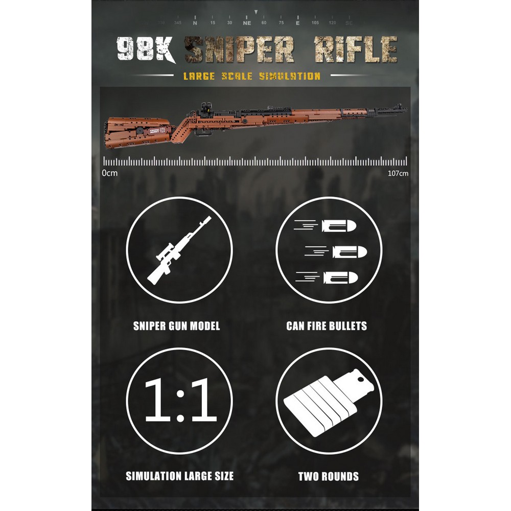 Конструктор Mould King Снайперская винтовка Mauser 98K 1025 деталей - фото 6