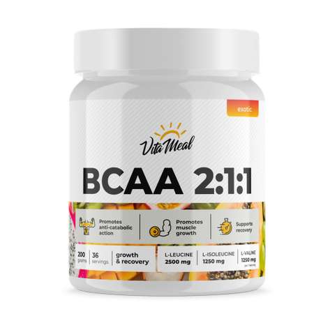 Комплекс Аминокислотный VitaMeal BCAA 2:1:1 (БЦАА) со вкусом экзотик 200г