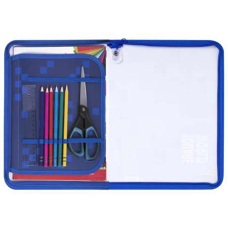 Папка для уроков труда Юнландия для школьника на молнии пластиковая А4 с ручками