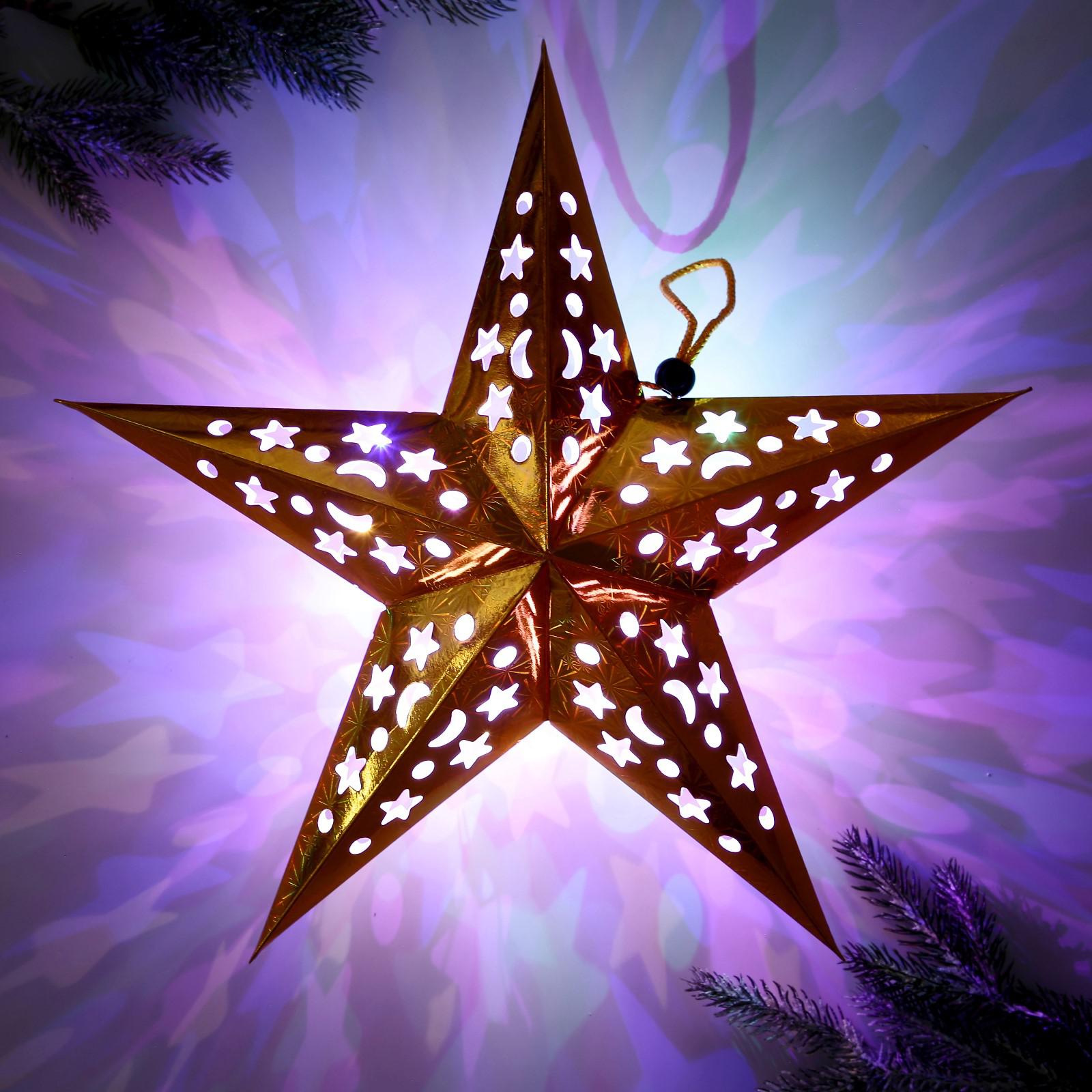 Звезда Luazon интерьерная с гирляндой «Золотые искры» 45 × 45 см - фото 1