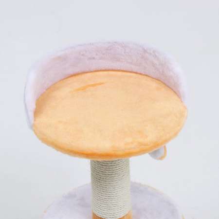 Дом-когтеточка Пижон с лежаком круглый персиково-белый
