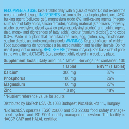 Минеральный комплекс BiotechUSA Кальций-Цинк-Магний 100 капсул