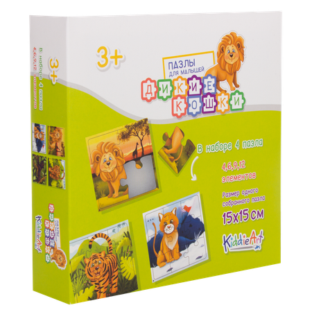 Пазл KiddieArt Дикие кошки 4в1 31деталь C22030