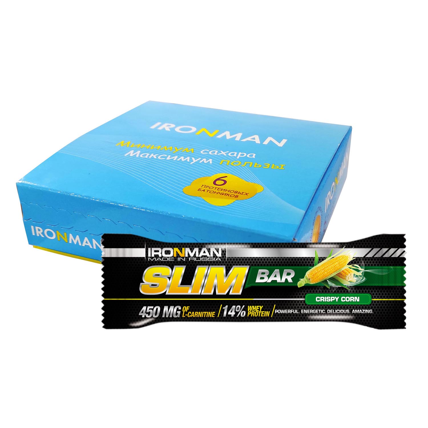 Протеиновый батончик IronMan Slim Bar кукуруза 6*50 г - фото 1