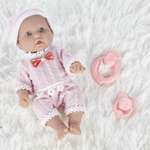 Кукла-пупс Junfa Pure Baby 25см в розовых кофточке шортиках шапочке с аксессуарами