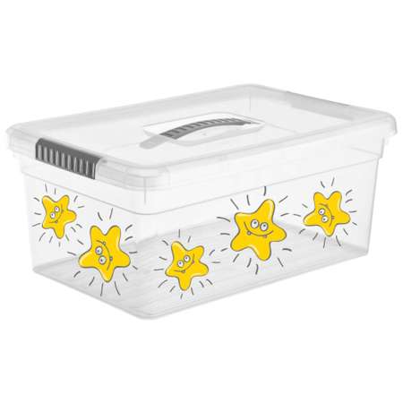 Ящик для хранения FunBox Kids с ручкой 10л с декором Звездочки