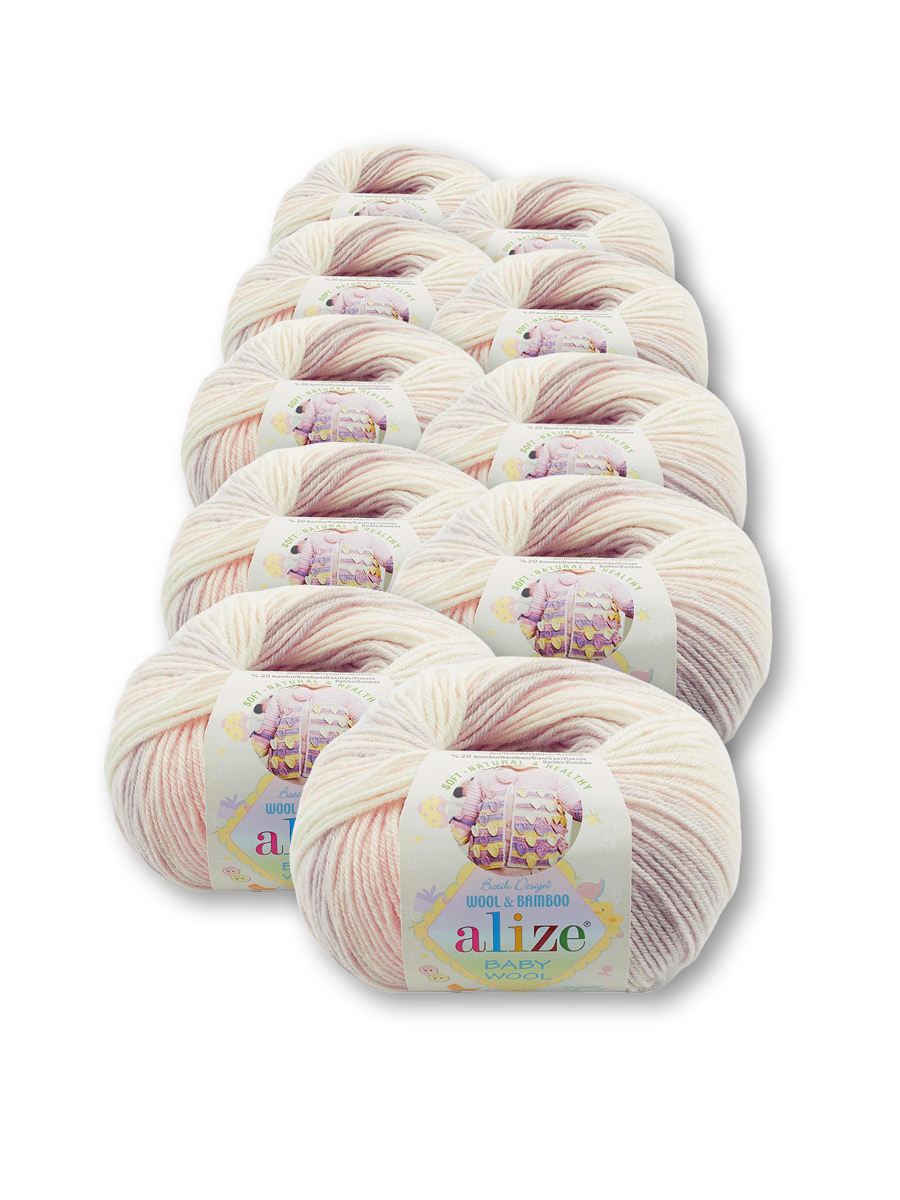 Пряжа для вязания Alize baby wool batik бамбук шерсть акрил 50 гр 175 м 6554 секционный 10 мотков - фото 4