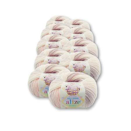 Пряжа для вязания Alize baby wool batik бамбук шерсть акрил 50 гр 175 м 6554 секционный 10 мотков