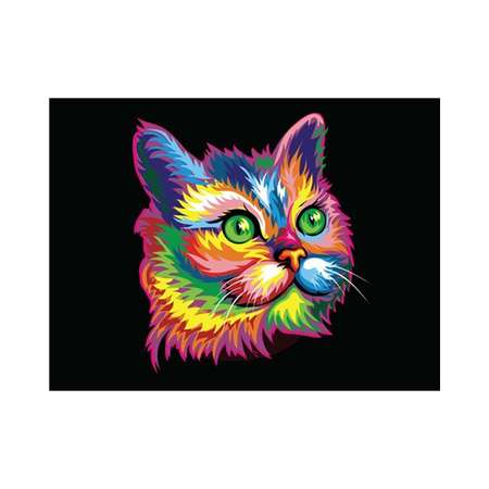 Алмазная мозаика Seichi Разноцветный кот 40х50 см