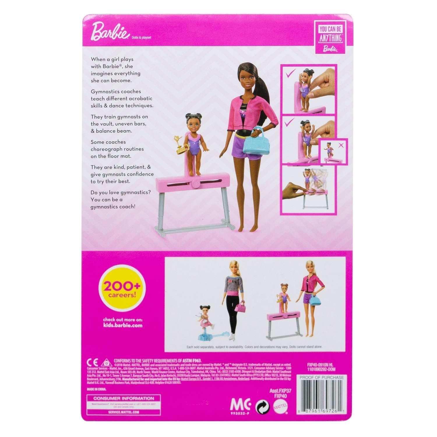 Набор игровой Barbie Спортивная карьера Барби-тренер по гимнастике FXP40 FXP37 - фото 4