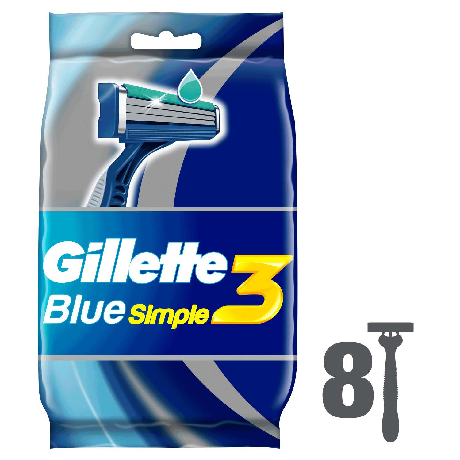 Бритвы одноразовые Gillette Blue Simple3 8шт - фото 1