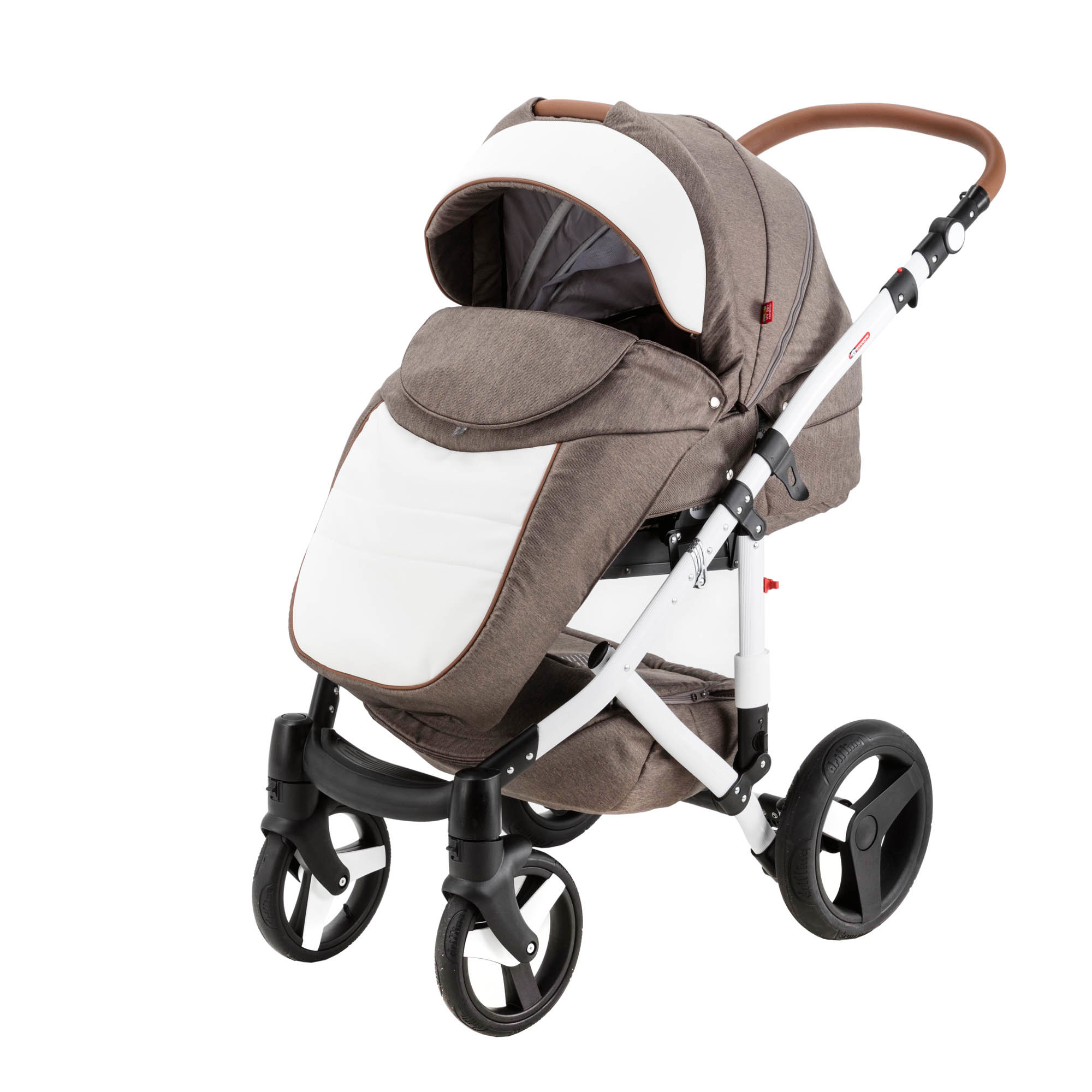 Коляска 3в1 BeBe-mobile Movo Standart R4 Шоколадный+Белая кожа+Шоколадная кожаная отделка - фото 2