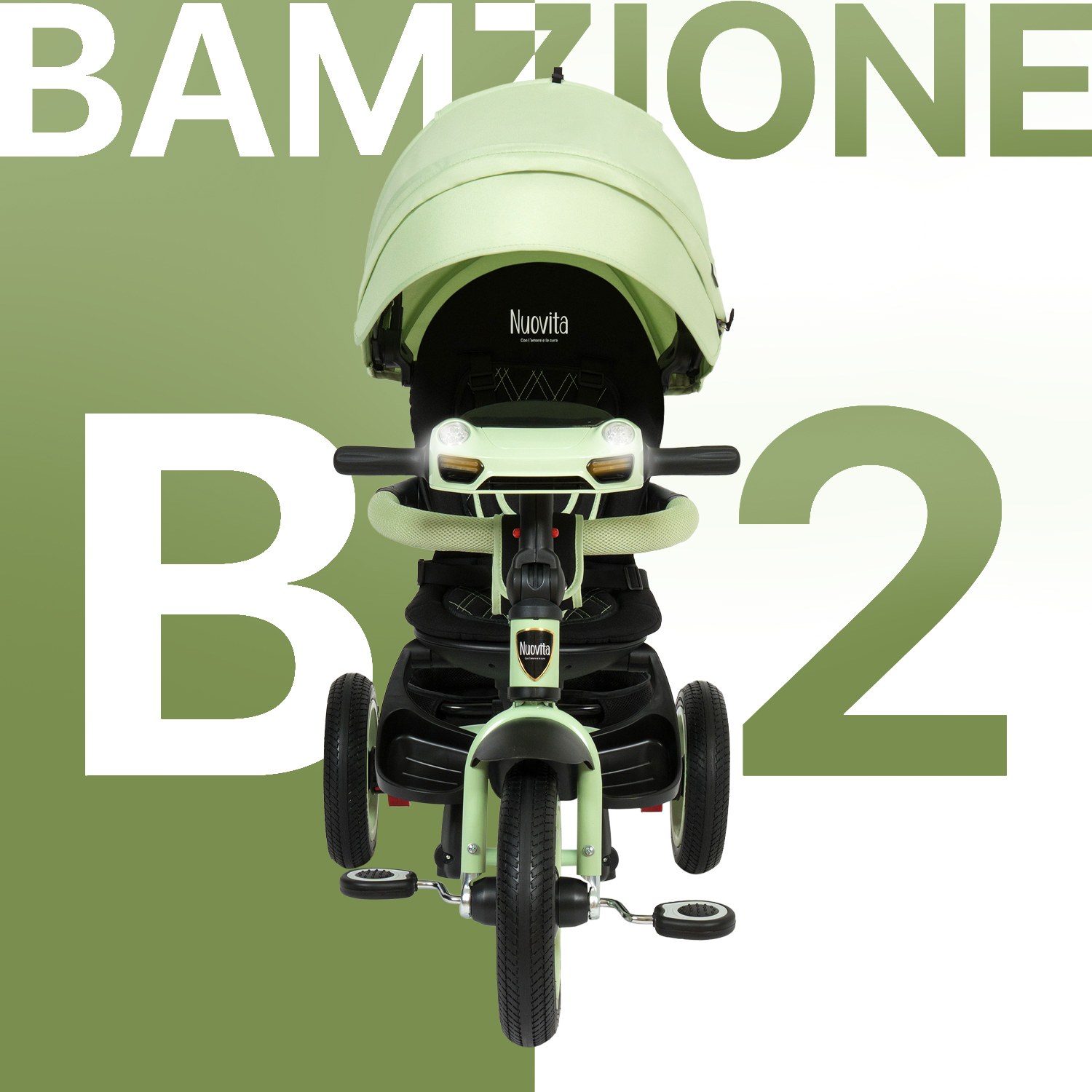 Трехколесный велосипед Nuovita Bamzione B2 мятный зеленый - фото 2