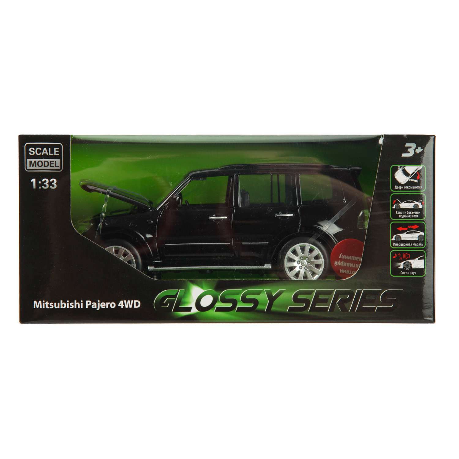 Машинка Mobicaro 1:33 Mitsubishi Pajero 4WD Turbo Черная 68463 68463 - фото 2