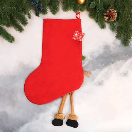 Носок Зимнее волшебство для подарков «Лосяш с длинными ножками звёздочка» 26х39 см серый