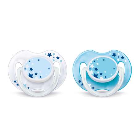 Пустышка Philips Avent серия Night (SCF176/18) 2 шт 0-6 мес. Синяя+Голубая