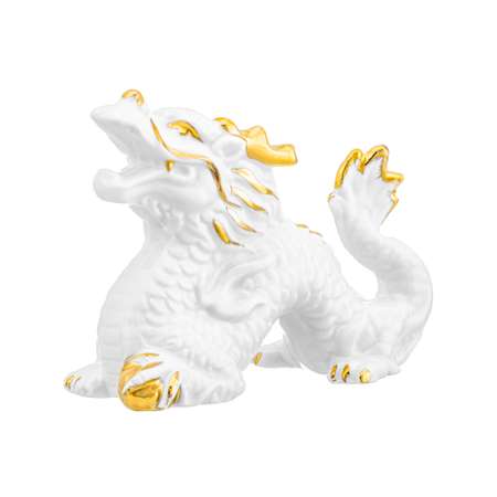 Фигурка декоративная Elan Gallery 12х5х9 см Китайский дракон белая с золотом