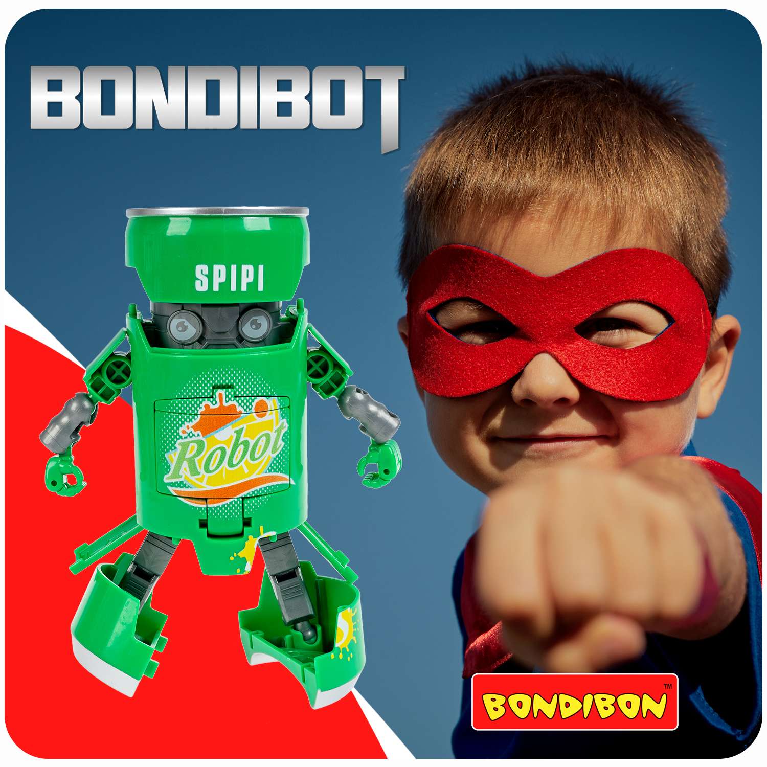 Трансформер BONDIBON BONDIBOT 2 в 1 банка - робот Самурай с оружием зелёного цвета - фото 11