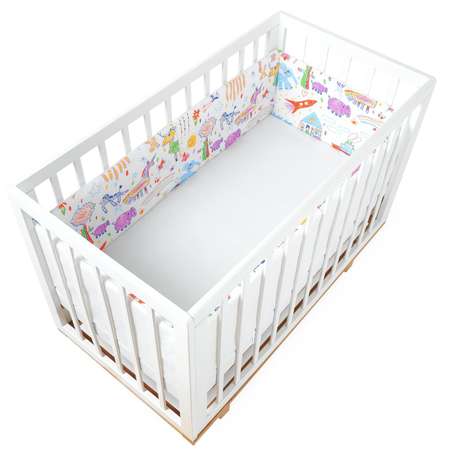 Бортики в кроватку loombee для новорожденных со съемными чехлами на 4 стороны Зайки