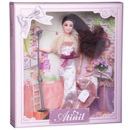 Кукла Junfa Atinil Звезда эстрады в длинном узком бархатном платье 28см