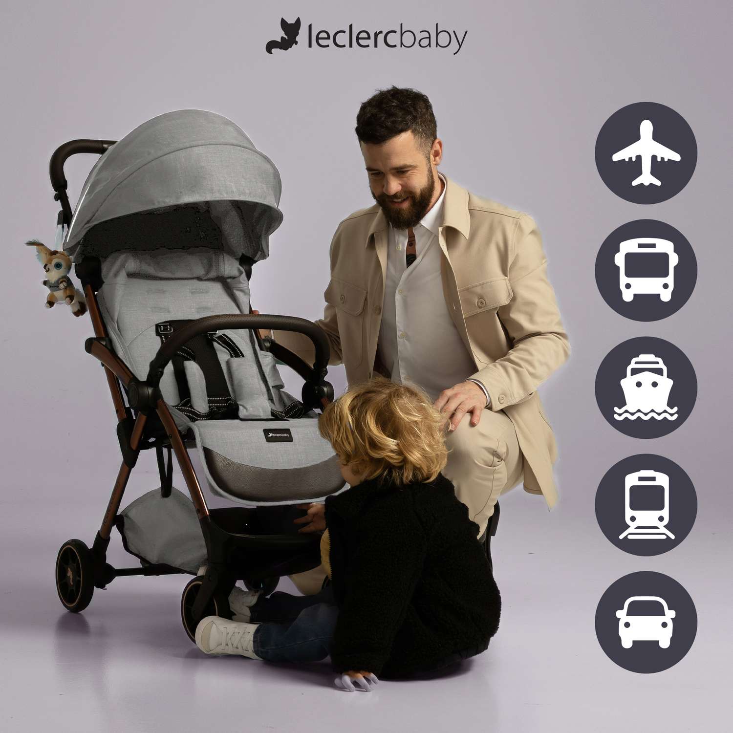 Коляска прогулочная детская Leclerc Influencer Air Violet Grey - фото 2