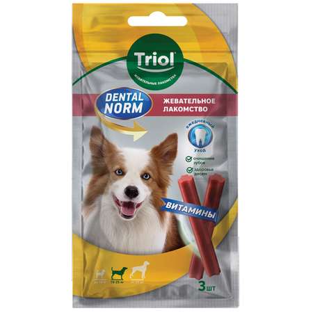Лакомство для собак Triol 75г Dental norm средних пород Палочки жевательные с витаминами 3шт