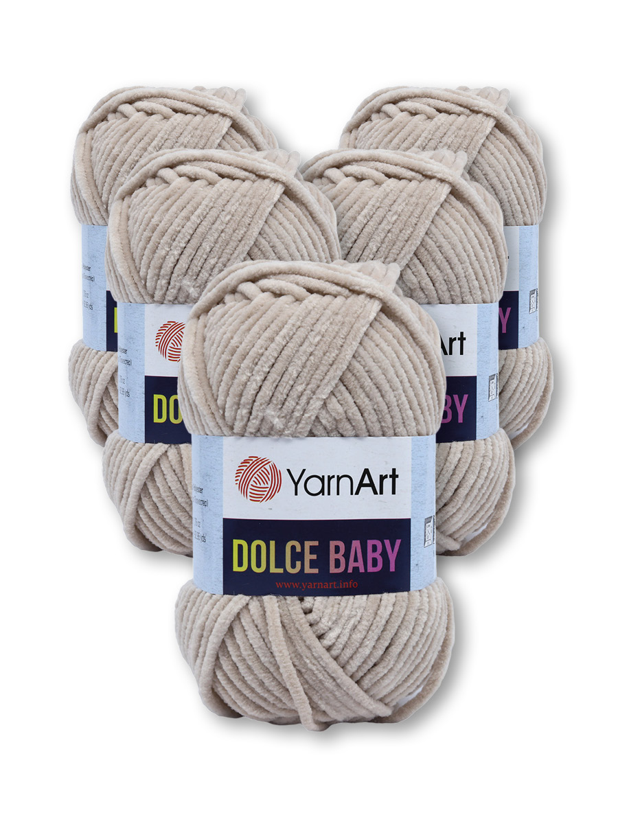 Пряжа для вязания YarnArt Dolce Baby 50 гр 85 м микрополиэстер плюшевая 5 мотков 771 светло-бежевый - фото 3