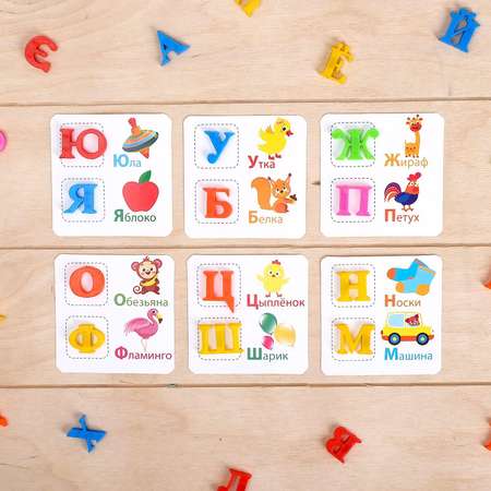Обучающий набор IQ-ZABIAKA магнитные буквы с карточками Учим буквы
