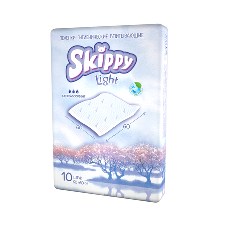 Пеленки одноразовые Skippy гигиенические впитывающие Light 60х60 10шт 7050