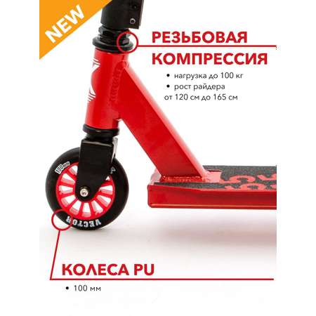 Самокат трюковой SCOOTER VECTOR_WX красный