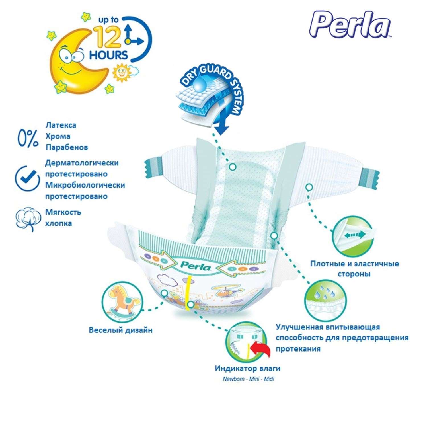 Подгузники Perla CP MEGA EXTRA LARGE 144 шт 15+ кг - фото 2