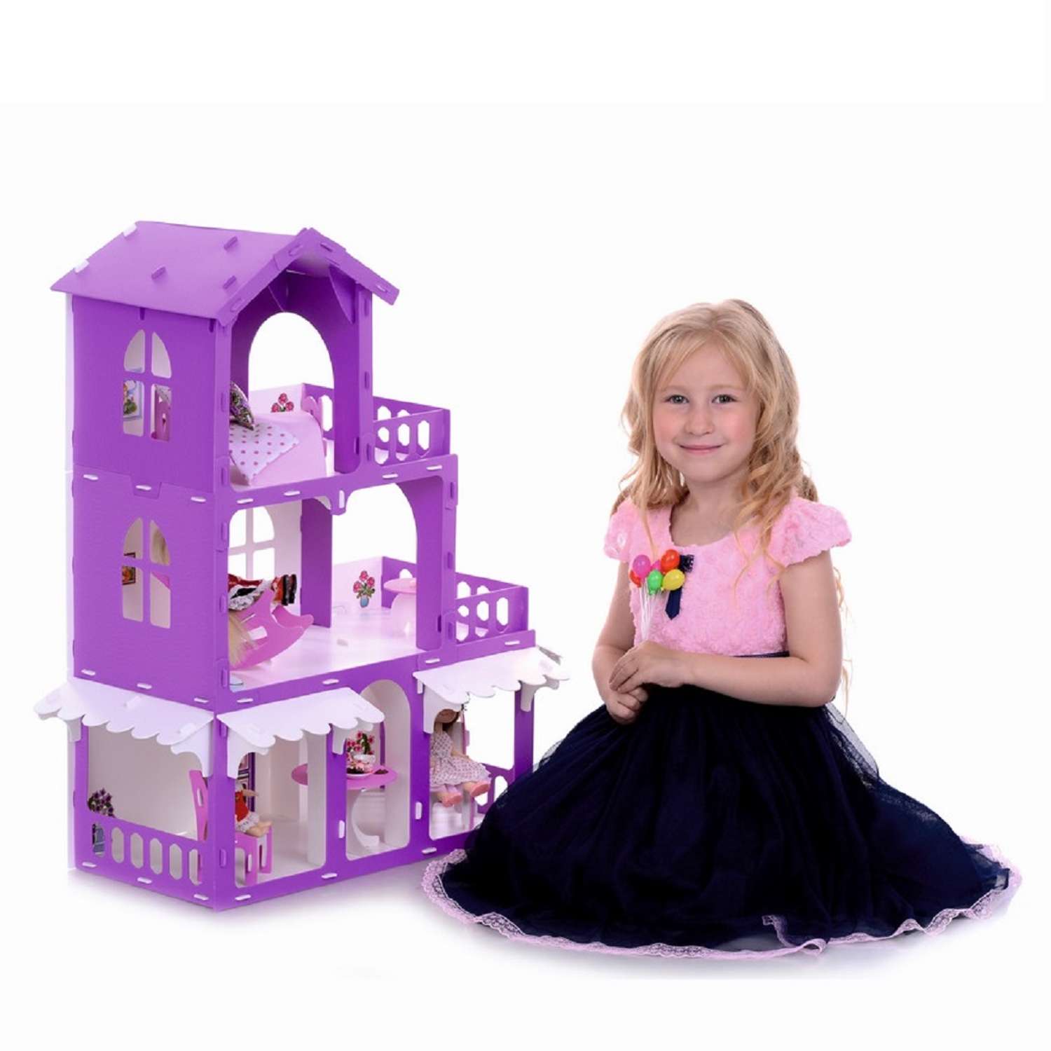 Домик для кукол Krasatoys Николь с мебелью 6 предметов 000287 000287 - фото 2