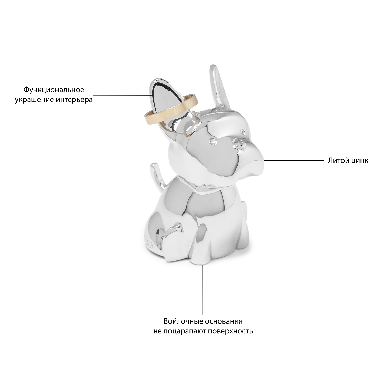 Подставка для колец Umbra Zoola бульдог хром - фото 3