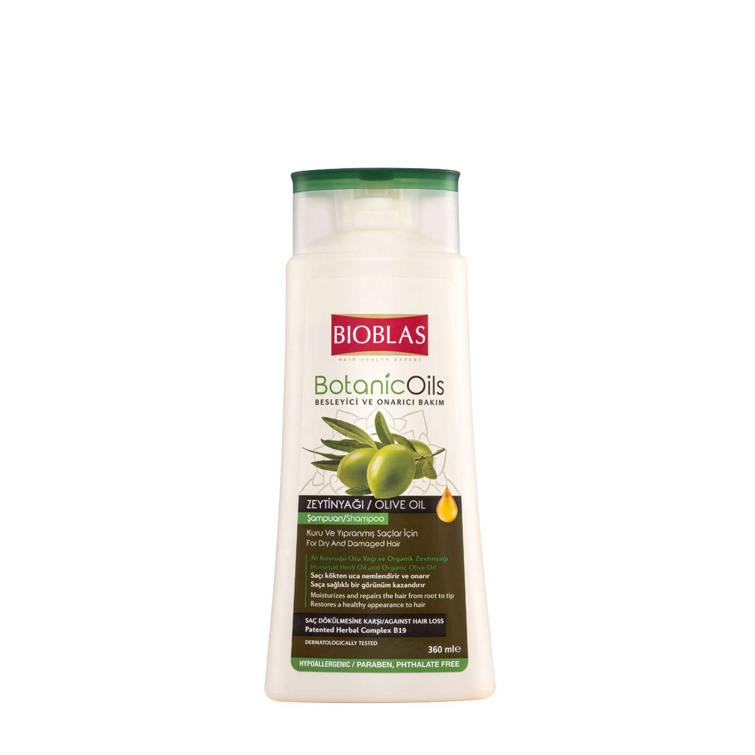 Шампунь BIOBLAS для сухих поврежденных волос против выпадения с оливковым маслом 360 мл - фото 1