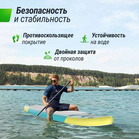 SUP-борд UNIX Line Blue Lagoon (320 см) сап-борд в рюкзаке, в комплекте весло, 3 плавника, насос с монометром