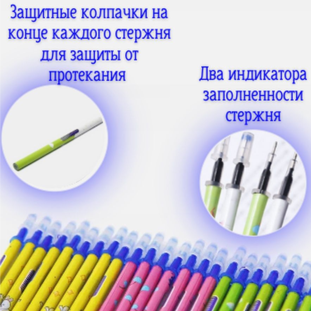 Набор шариковых ручек Рисоваки 3 шт пиши-стирай + 30 стержней и 3 резинки - фото 3