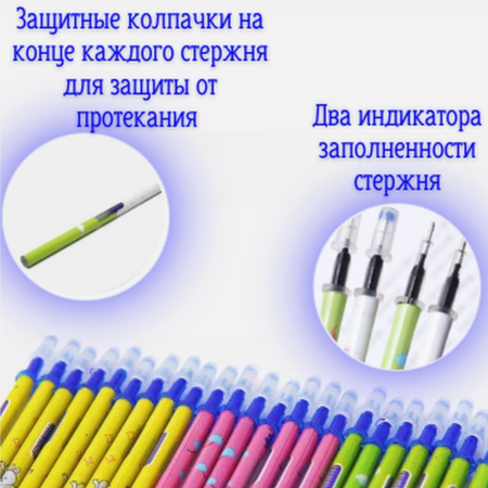 Набор шариковых ручек Рисоваки 3 шт пиши-стирай + 30 стержней и 3 резинки