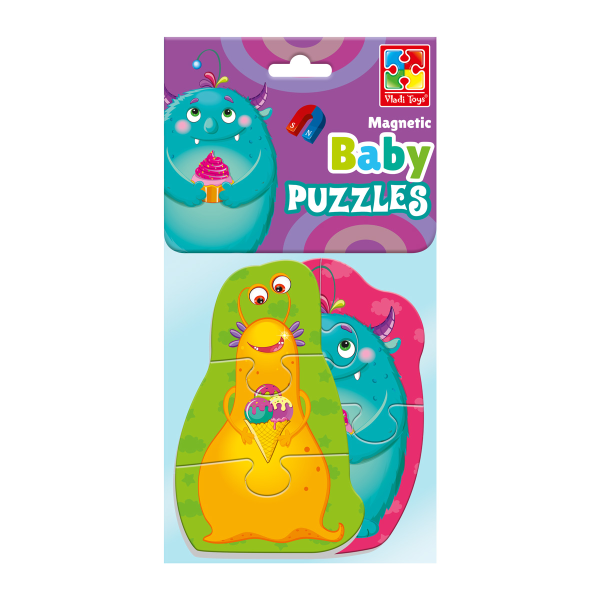 Набор пазлов Vladi Toys мягкие магнитные Baby puzzle Монстрики 2 картинки 7 элементов - фото 2