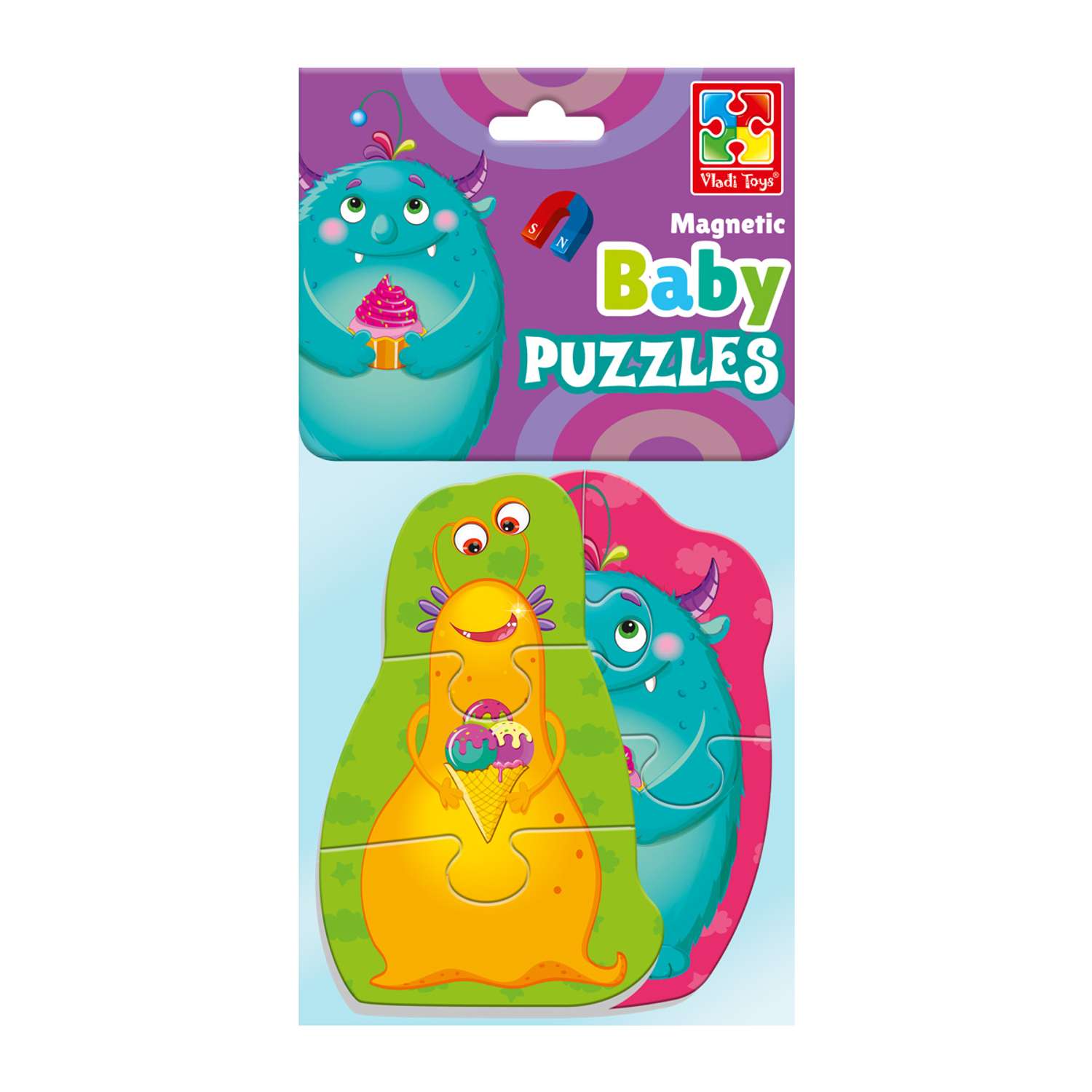 Набор пазлов Vladi Toys мягкие магнитные Baby puzzle Монстрики 2 картинки 7 элементов - фото 2