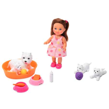 Кукла Evi Simba Еви с домашними животными брюнетка с собачками