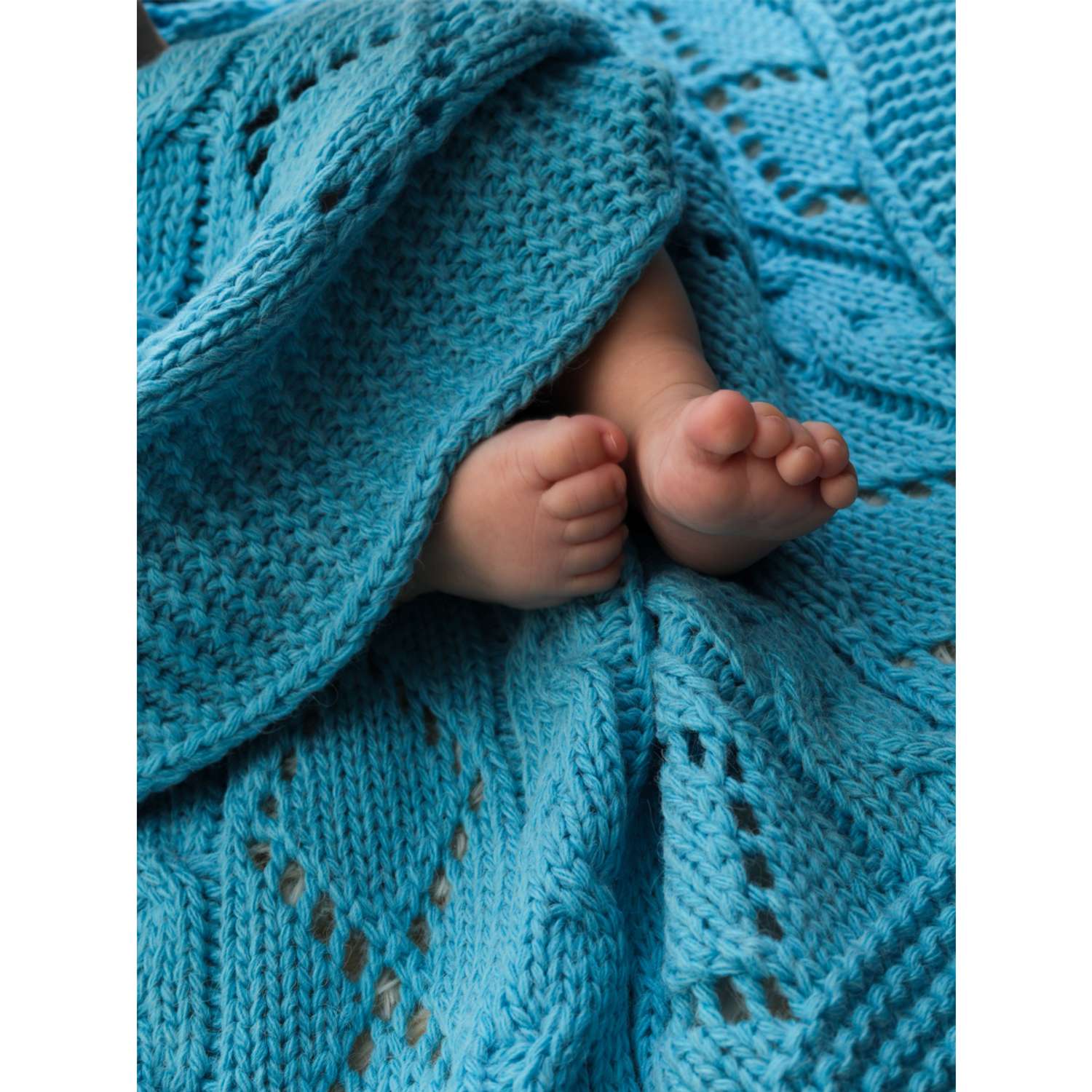 Плед-покрывало детский вязаный WARM WHIFF D-22 голубой 90x110 - фото 4