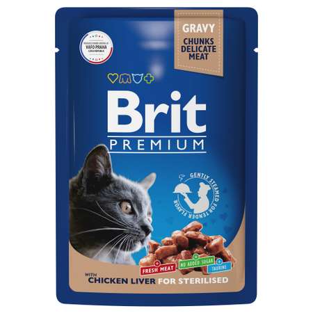 Корм для кошек Brit 85г Premium куриная печень в соусе