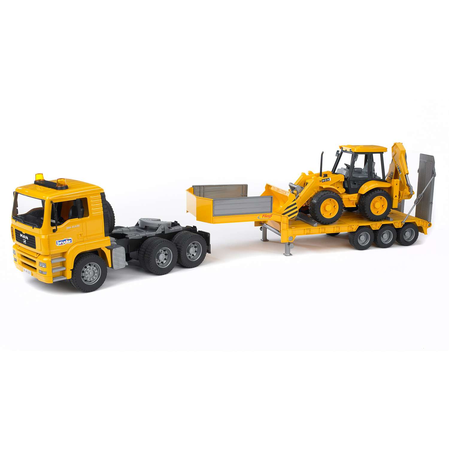 Тягач Bruder Man JCB 4CX с прицепом-платформой 02-776 02-776 - фото 6