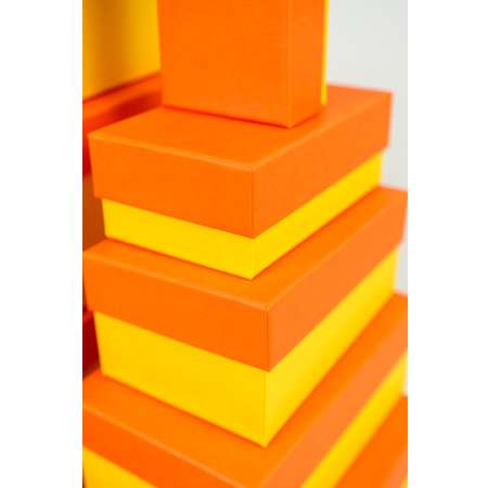 Набор подарочных коробок Cartonnage 10 в 1 Радуга оранжевый желтый