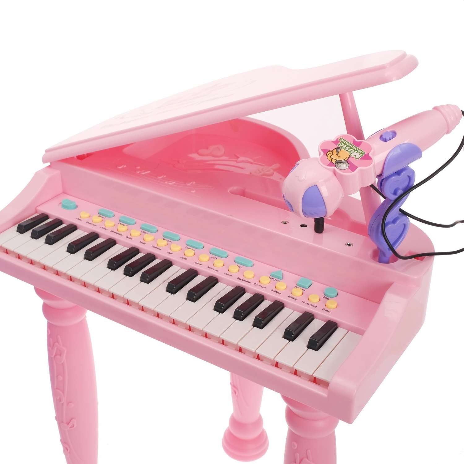 Пианино Sima-Land Розовая мечта с микрофоном и стульчиком - фото 3