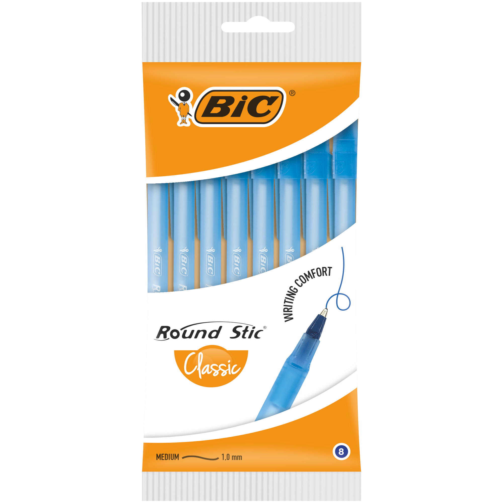 Ручка шариковая BIC Round Stic 8шт Cиний 928497 - фото 1