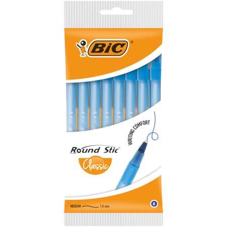 Ручка шариковая BIC Round Stic 8шт Cиний 928497